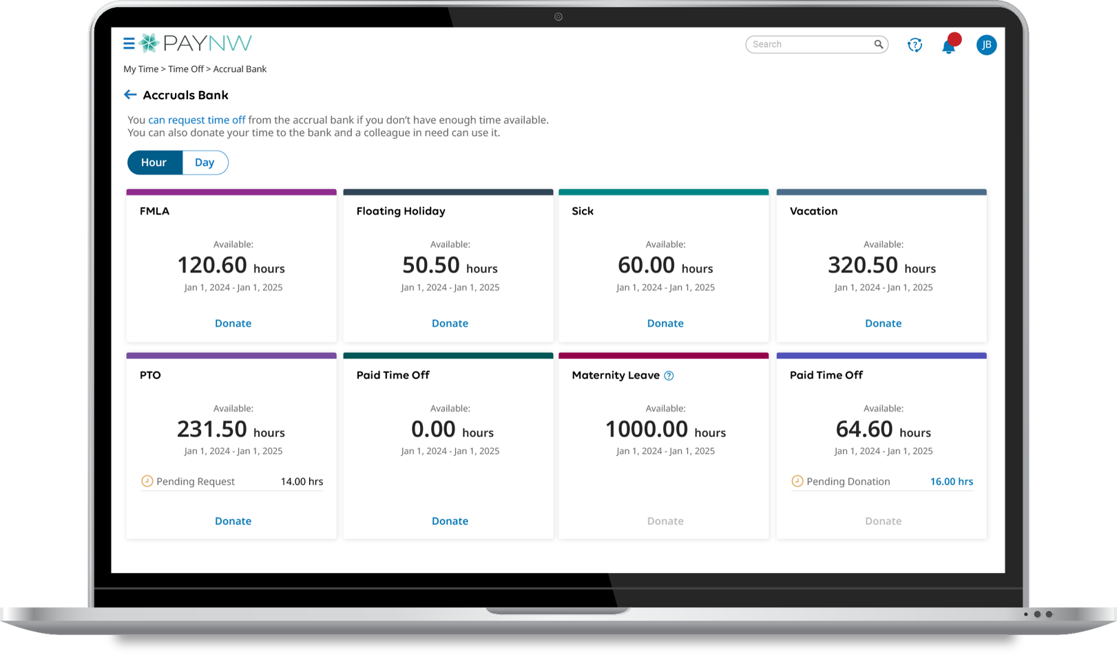 Leave Management Dashboard Laptop Device Screenshot