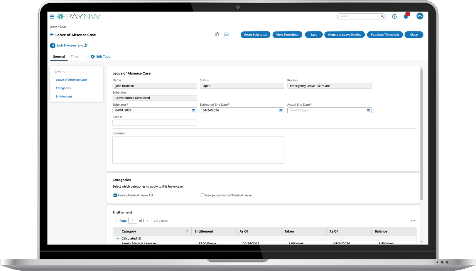 Leave Management Dashboard Laptop Device Screenshot