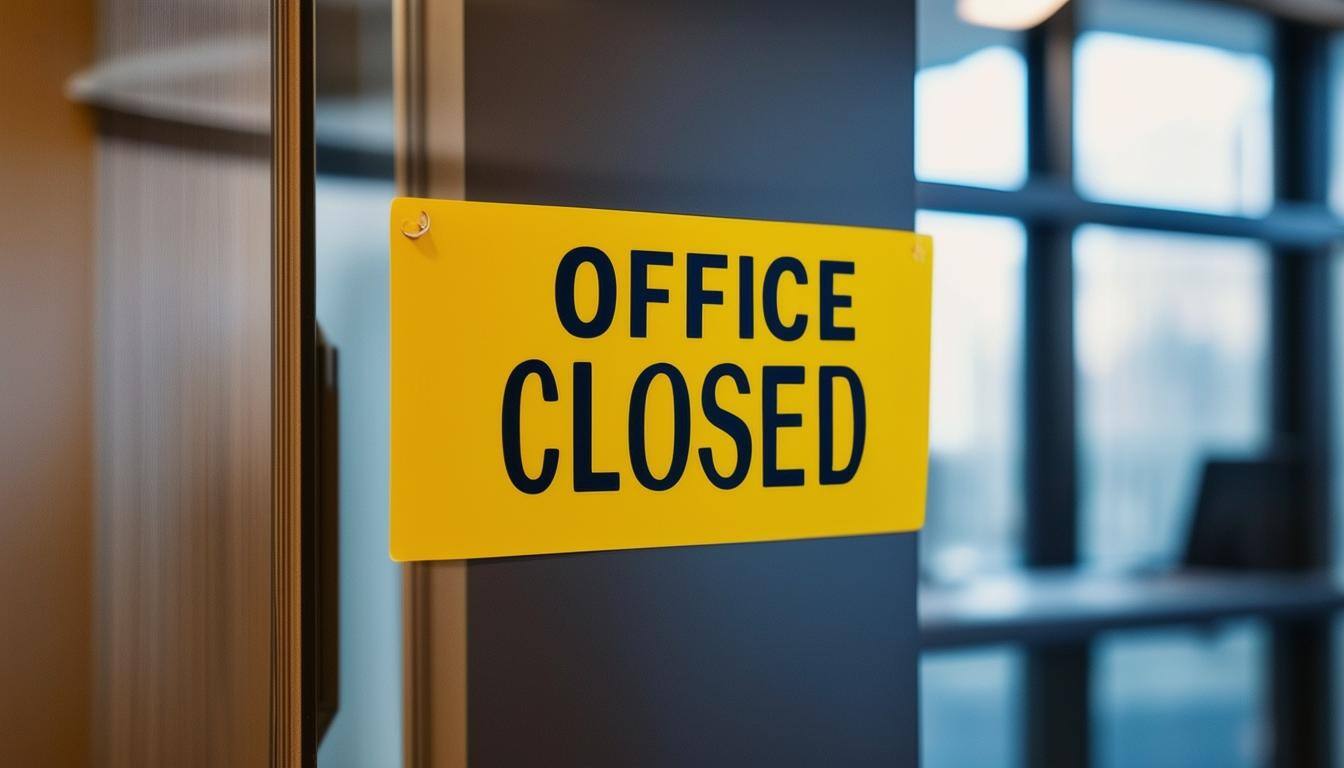 office closed sign on door